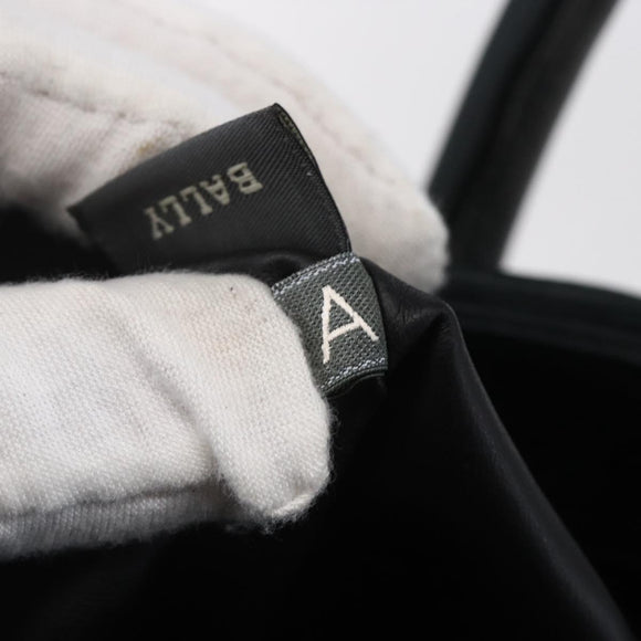 BALLY Hand Bag Leather Green Gold Auth BA8440