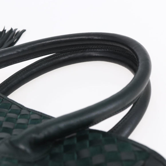 BALLY Hand Bag Leather Green Gold Auth BA8440