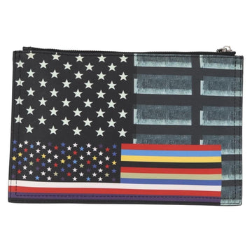 GIVENCHY Clutch Bag Leather Black Silver Auth BA8441 - 0