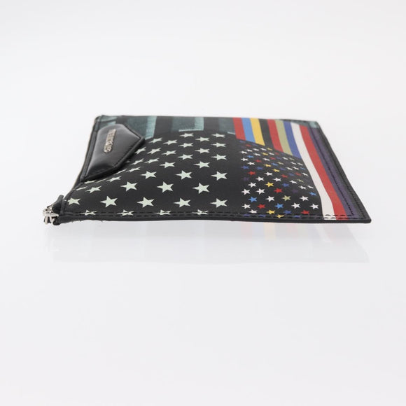 GIVENCHY Clutch Bag Leather Black Silver Auth BA8441