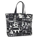 PRADA Tote Bag Nylon White Black Silver Auth BA8444-1