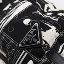 PRADA Tote Bag Nylon White Black Silver Auth BA8444-14