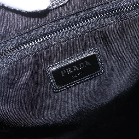 PRADA Tote Bag Nylon White Black Silver Auth BA8444