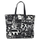 PRADA Tote Bag Nylon White Black Silver Auth BA8444-2