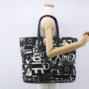 PRADA Tote Bag Nylon White Black Silver Auth BA8444-22