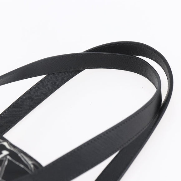 PRADA Tote Bag Nylon White Black Silver Auth BA8444