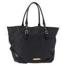 BURBERRY Tote Bag Leather Black Gold Auth BA8445-1