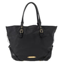 BURBERRY Tote Bag Leather Black Gold Auth BA8445-2