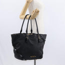BURBERRY Tote Bag Leather Black Gold Auth BA8445-22