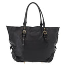 BURBERRY Tote Bag Leather Black Gold Auth BA8445-3
