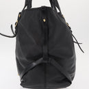 BURBERRY Tote Bag Leather Black Gold Auth BA8445-4