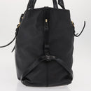 BURBERRY Tote Bag Leather Black Gold Auth BA8445-5