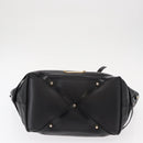 BURBERRY Tote Bag Leather Black Gold Auth BA8445-9