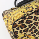 Gianni Versace Hand Bag Leather Yellow Black Auth BA8446-13