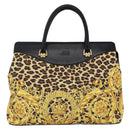 Gianni Versace Hand Bag Leather Yellow Black Auth BA8446-2