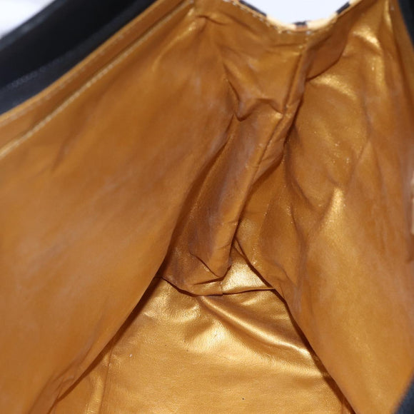 Gianni Versace Hand Bag Leather Yellow Black Auth BA8446