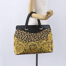 Gianni Versace Hand Bag Leather Yellow Black Auth BA8446-23