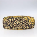 Gianni Versace Hand Bag Leather Yellow Black Auth BA8446-9