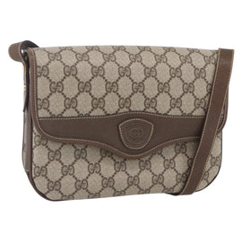 GUCCI GG Supreme Shoulder Bag PVC Beige Gold Auth BA8447