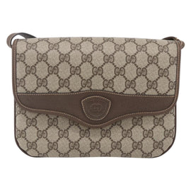 GUCCI GG Supreme Shoulder Bag PVC Beige Gold Auth BA8447 - 0