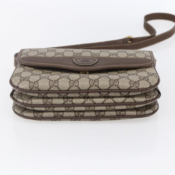 GUCCI GG Supreme Shoulder Bag PVC Beige Gold Auth BA8447