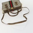 GUCCI GG Supreme Web Sherry Line Bag PVC 2way Beige Gold 67 02 3839 Auth BA8448-9