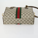 GUCCI GG Supreme Web Sherry Line Bag PVC 2way Beige Gold 67 02 3839 Auth BA8448-5