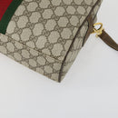 GUCCI GG Supreme Web Sherry Line Bag PVC 2way Beige Gold 67 02 3839 Auth BA8448-15