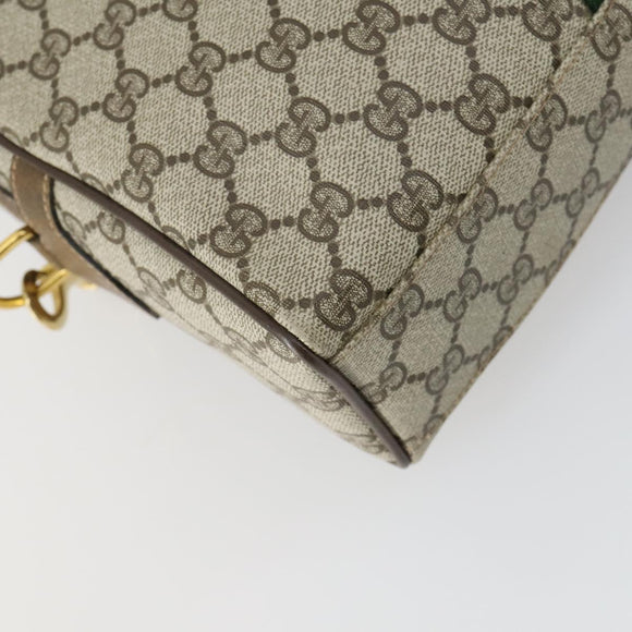 GUCCI GG Supreme Web Sherry Line Bag PVC 2way Beige Gold 67 02 3839 Auth BA8448