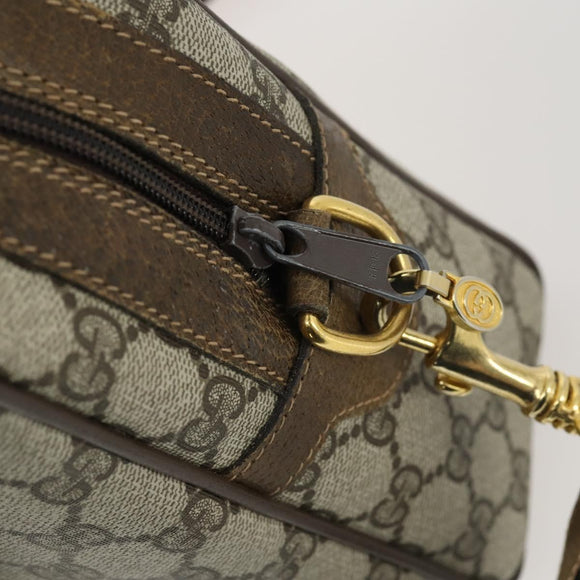 GUCCI GG Supreme Web Sherry Line Bag PVC 2way Beige Gold 67 02 3839 Auth BA8448