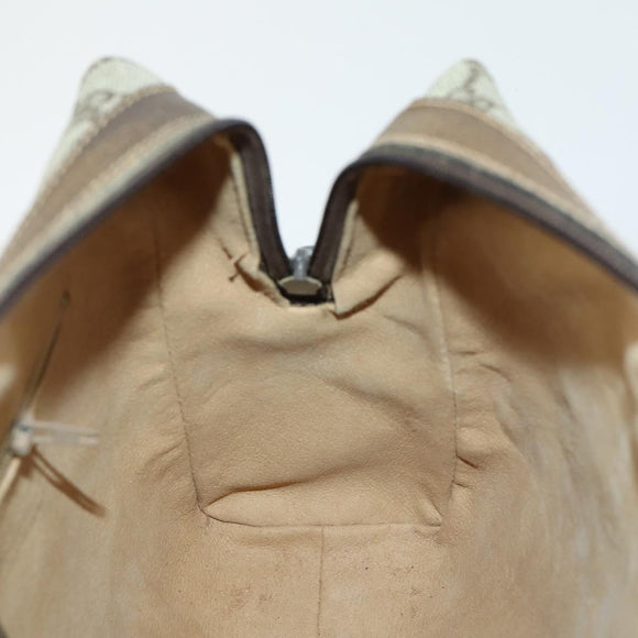 GUCCI GG Supreme Web Sherry Line Bag PVC 2way Beige Gold 67 02 3839 Auth BA8448