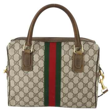 GUCCI GG Supreme Web Sherry Line Bag PVC 2way Beige Gold 67 02 3839 Auth BA8448 - 0
