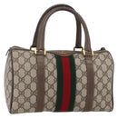 GUCCI GG Supreme Web Sherry Line Boston Bag PVC Beige Gold 39 02 006 Auth BA8449-1