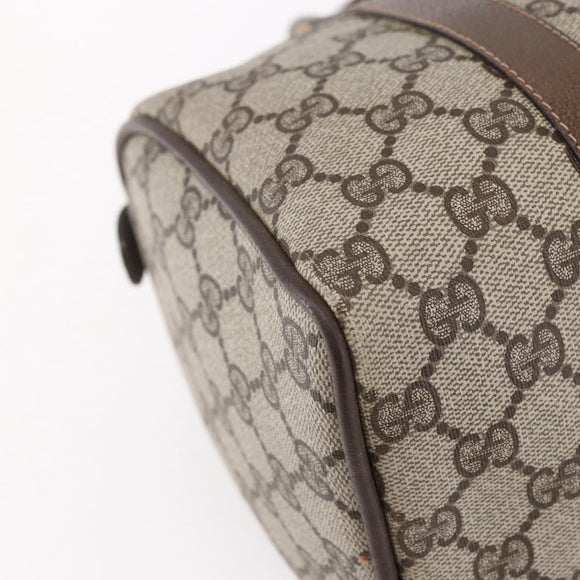 GUCCI GG Supreme Web Sherry Line Boston Bag PVC Beige Gold 39 02 006 Auth BA8449