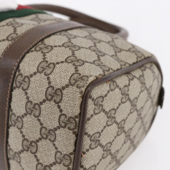 GUCCI GG Supreme Web Sherry Line Boston Bag PVC Beige Gold 39 02 006 Auth BA8449