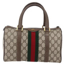 GUCCI GG Supreme Web Sherry Line Boston Bag PVC Beige Gold 39 02 006 Auth BA8449-2