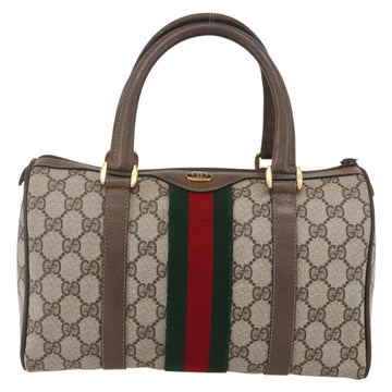 GUCCI GG Supreme Web Sherry Line Boston Bag PVC Beige Gold 39 02 006 Auth BA8449 - 0
