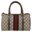 GUCCI GG Supreme Web Sherry Line Boston Bag PVC Beige Gold 39 02 006 Auth BA8449-3