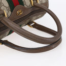 GUCCI GG Supreme Web Sherry Line Boston Bag PVC Beige Gold 39 02 006 Auth BA8449-7