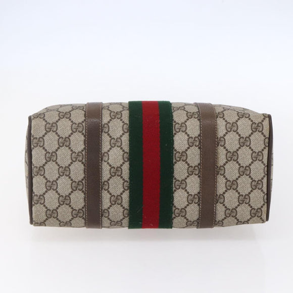 GUCCI GG Supreme Web Sherry Line Boston Bag PVC Beige Gold 39 02 006 Auth BA8449