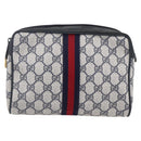 GUCCI GG Canvas Sherry Line Clutch Bag Red Navy 14.014.3553 Auth BA8450-13