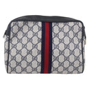GUCCI GG Canvas Sherry Line Clutch Bag Red Navy 14.014.3553 Auth BA8450-2