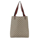 GUCCI GG Supreme Web Sherry Line Tote Bag PVC Beige Gold 39 02 003 Auth BA8453-3