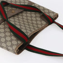 GUCCI GG Supreme Web Sherry Line Tote Bag PVC Beige Gold 39 02 003 Auth BA8453-6