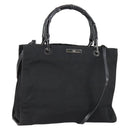 GUCCI GG Canvas Bamboo Tote Bag Nylon 2way Black Silver 002 1016 Auth BA8455-1