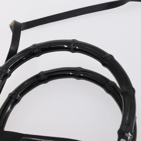 GUCCI GG Canvas Bamboo Tote Bag Nylon 2way Black Silver 002 1016 Auth BA8455