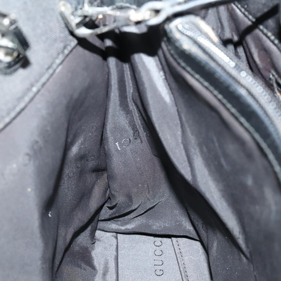 GUCCI GG Canvas Bamboo Tote Bag Nylon 2way Black Silver 002 1016 Auth BA8455