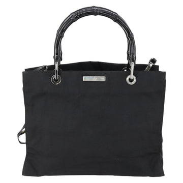 GUCCI GG Canvas Bamboo Tote Bag Nylon 2way Black Silver 002 1016 Auth BA8455 - 0