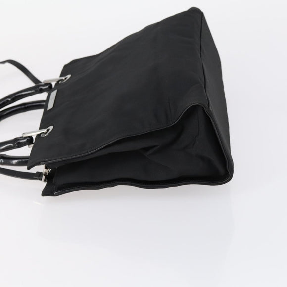 GUCCI GG Canvas Bamboo Tote Bag Nylon 2way Black Silver 002 1016 Auth BA8455