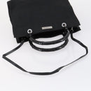 GUCCI GG Canvas Bamboo Tote Bag Nylon 2way Black Silver 002 1016 Auth BA8455-7